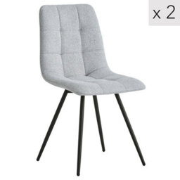 Nordlys Set Of 2 Metal And Gray Fabric Dining Chairs Modern Design Style Dining Room - thumbnail 1