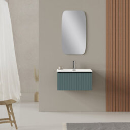 Banyetti Linea Ocean Blue Ribbed Wall Hung Vanity Unit 600mm X 460mm - thumbnail 1