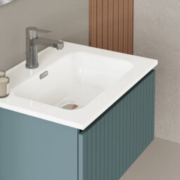 Banyetti Linea Ocean Blue Ribbed Wall Hung Vanity Unit 600mm X 460mm - thumbnail 3