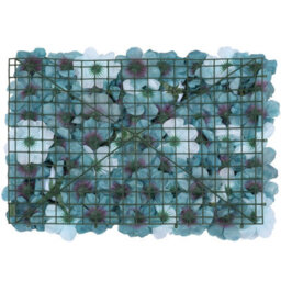 Neel Blue Artificial Flower Wall Backdrop Panel, 60Cm X 40Cm, Turquoise Blue With Leaves - thumbnail 5
