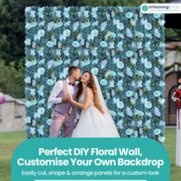 Neel Blue Artificial Flower Wall Backdrop Panel, 60Cm X 40Cm, Turquoise Blue With Leaves - thumbnail 8