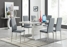 Furniturebox Uk Renato 120Cm High Gloss Extending Dining Table And 6 Grey Milan Chairs - thumbnail 1
