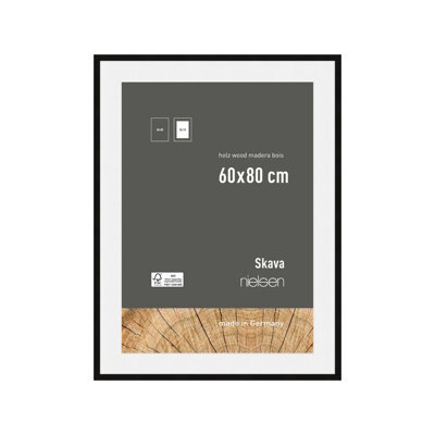 Nielsen Skava 60 X 80Cm Black Wooden Picture Frame With 50X70Cm Mount, Float Glass And Push/turn Clips - image 1