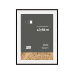 Nielsen Skava 60 X 80Cm Black Wooden Picture Frame With 50X70Cm Mount, Float Glass And Push/turn Clips - thumbnail 1