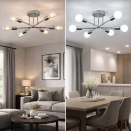 Shopnbits Sputnik Chandelier Ceiling Light 6 Lights Modern Semi Flush Mount Chrome Lamp Ceiling Light - thumbnail 4