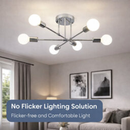 Shopnbits Sputnik Chandelier Ceiling Light 6 Lights Modern Semi Flush Mount Chrome Lamp Ceiling Light - thumbnail 6