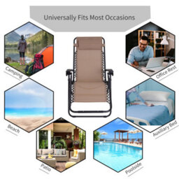 Outsunny Zero Gravity Chair, Reclining Lounger W/ Pillow Beige - thumbnail 7