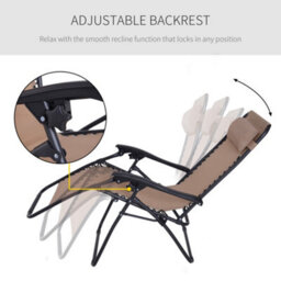 Outsunny Zero Gravity Chair, Reclining Lounger W/ Pillow Beige - thumbnail 4