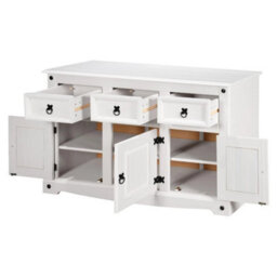 All White Sideboard 3 Door 3 Drawer Country Soild Mexican Pine Wood - thumbnail 1
