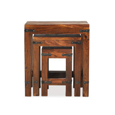 Rest Relax Jaipur Sheesham Nest Of 3 Tables Brown - image 1