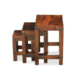 Rest Relax Jaipur Sheesham Nest Of 3 Tables Brown - thumbnail 2