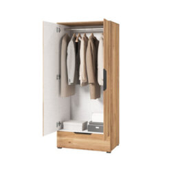 Arte Tokyo Mauvella Bedroom Duo Set - 86Cm Hinged Wardrobe With 2 Matching 45Cm Bedside Tables - thumbnail 6