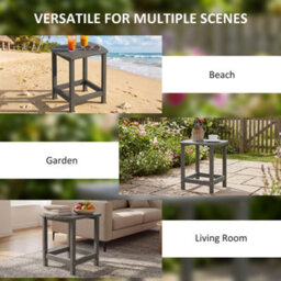 Outsunny Outdoor Side Table, Adirondack Side Table, Indoor Outdoor, Grey - thumbnail 7