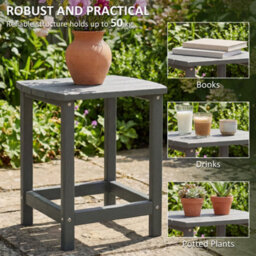 Outsunny Outdoor Side Table, Adirondack Side Table, Indoor Outdoor, Grey - thumbnail 5