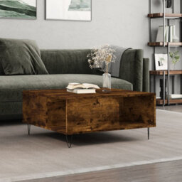 Berkfield Coffee Table Smoked Oak 80X80X36.5 Cm Engineered Wood - thumbnail 1