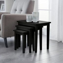 Julian Bowen Cleo Rectangular Nest Of 3 Tables - Black - thumbnail 1