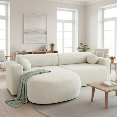 Compact Nicelo Cream Corner Sofa Bed Functional Design With Bedding Compartment - image 1