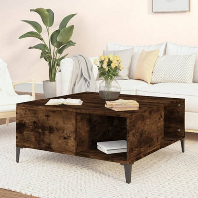 Berkfield Coffee Table Smoked Oak 80X80X36.5 Cm Engineered Wood - image 1
