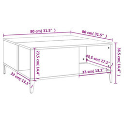 Berkfield Coffee Table Smoked Oak 80X80X36.5 Cm Engineered Wood - thumbnail 8