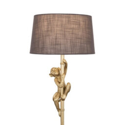 Valuelights Hanging Monkey Animal Quirky Modern Gold Floor Lamp With Grey Shade - thumbnail 3