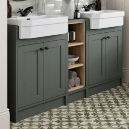 Affine 1540mm Traditional Double Vanity Basin Unit & Shelving Bathroom Furniture Green - thumbnail 3