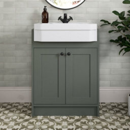 Affine 1540mm Traditional Double Vanity Basin Unit & Shelving Bathroom Furniture Green - thumbnail 4