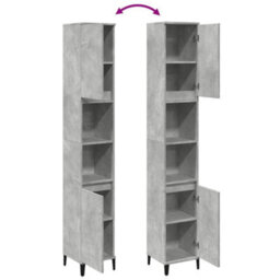 Walplus Bathroom Cabinet Concrete Grey 30X30X190 Cm Engineered Wood - thumbnail 8