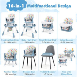 Gainoom 16-In-1 Blue Convertible Baby High Chair Multifunctional Kids Chair - thumbnail 6