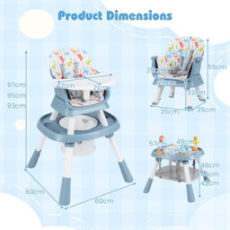 Gainoom 16-In-1 Blue Convertible Baby High Chair Multifunctional Kids Chair - thumbnail 2
