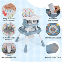 Gainoom 16-In-1 Blue Convertible Baby High Chair Multifunctional Kids Chair - thumbnail 9