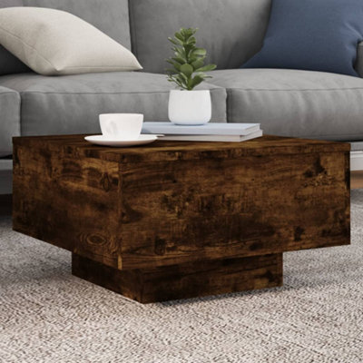 Berkfield Coffee Table With Led Lights Smoked Oak 55X55X31 Cm - image 1