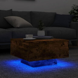 Berkfield Coffee Table With Led Lights Smoked Oak 55X55X31 Cm - thumbnail 4