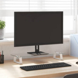 Walplus Monitor Stand White 60X20X8 Cm Tempered Glass And Metal - thumbnail 1