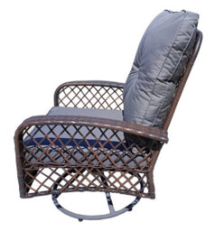 Patio Rattan Swivel Chair, 360 Degrees Swivel Lounge Armchair With Soft Cushion, Weatherproof Pe Ratta - Brown - thumbnail 2