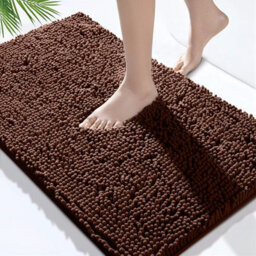 Bedlooms Brown Bath Chenille Rug 40X60Cm, Super Absorbent Shower Mat Non-Slip Bathroom Rug