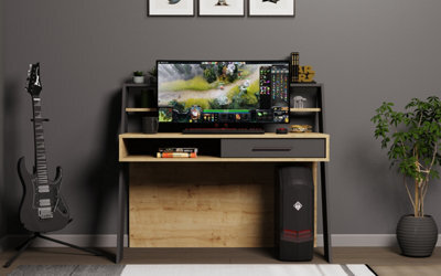 Decorotika Soho Computer Desk Oak Anthracite - image 1