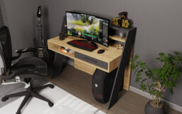 Decorotika Soho Computer Desk Oak Anthracite - thumbnail 3