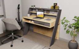 Decorotika Soho Computer Desk Oak Anthracite - thumbnail 2