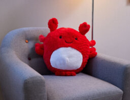 Warmies Luxury Long Pile Faux Fur Supersized Cushion, Lobster - thumbnail 2