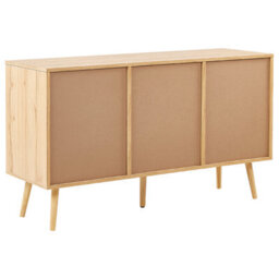 Beliani 3-Door Rattan Front Sideboard Light Brown, W120 X D40 X H71Cm - thumbnail 6