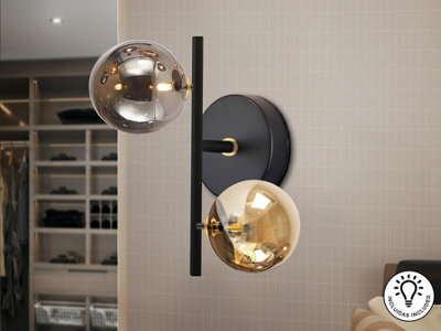 Luminosa Lighting Luminosa Dark Globe Wall Lights Black 2Xg9 400Lm - Uk Stock - image 1