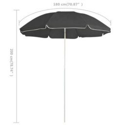 Berkfield Elegant Outdoor Parasol With Steel Pole Anthracite 180 Cm - thumbnail 5