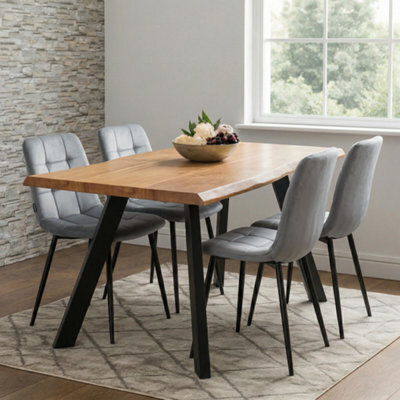Athath Dining Table And Chairs Set 4 - Dining Table And 4 Chairs  - Set Of Dining Table And 4 Velvet Chairs - image 1