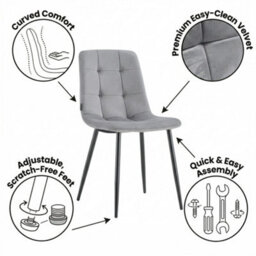 Athath Dining Table And Chairs Set 4 - Dining Table And 4 Chairs  - Set Of Dining Table And 4 Velvet Chairs - thumbnail 3