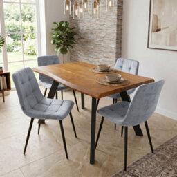 Athath Dining Table And Chairs Set 4 - Dining Table And 4 Chairs  - Set Of Dining Table And 4 Velvet Chairs - thumbnail 2