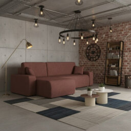 Piano L Shape Corduroy Corner Sofa Bed With Storage Soft Cord Fabric Modern Living Room Settee Stylish Comfortable Brown