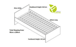 Impact Furniture Single Bed Frame Headboard Bedroom Dark Oak Effect Euro Solid Wood Slats Nepo - thumbnail 6