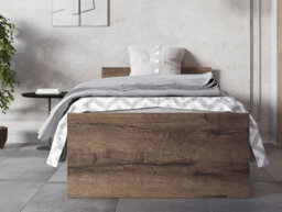 Impact Furniture Single Bed Frame Headboard Bedroom Dark Oak Effect Euro Solid Wood Slats Nepo - thumbnail 2
