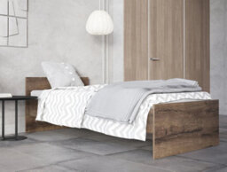 Impact Furniture Single Bed Frame Headboard Bedroom Dark Oak Effect Euro Solid Wood Slats Nepo - thumbnail 3