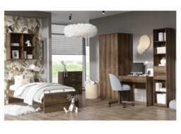 Impact Furniture Single Bed Frame Headboard Bedroom Dark Oak Effect Euro Solid Wood Slats Nepo - thumbnail 8